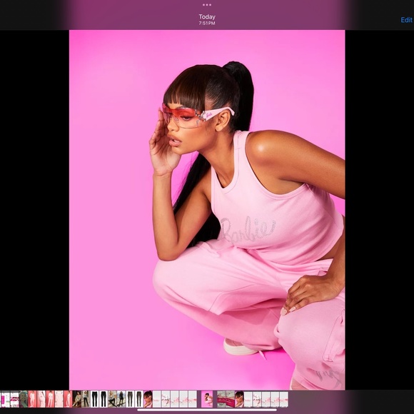Boohoo x Barbie Retro Diamante Sunglasses main image 8